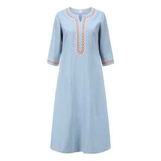 Buddha Gift 2Pcs V-neck Embroidery Yoga Clothing Zen Meditation Cotton Linen Top Pants Women's Set