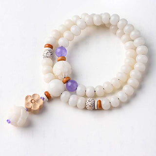 Buddha Gift Tibetan White Jade Bodhi Lotus Blessing Bracelet