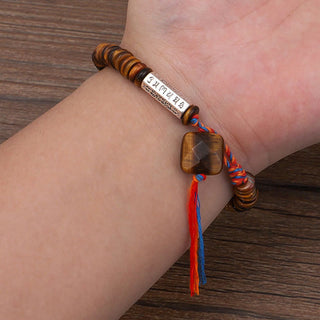 Buddha Gift Tibetan Tiger Eye Om Mani Padme Hum Protection Power Bracelet