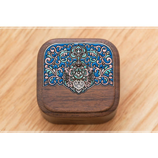 Buddha Gift Retro Handmade Black Walnut Wood Ring Jewelry Storage Box Leaf Wooden Gift Box