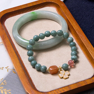 Buddha Gift Bring Good Luck Green Jade Bracelet Bangle Bundle