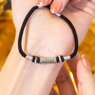 Buddha Gift 925 Sterling Silver Om Mani Padme Hum Wisdom Braided Rope Bracelet