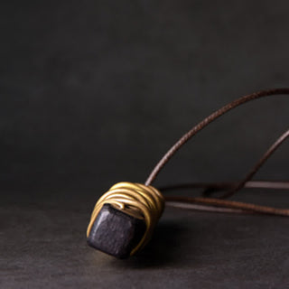 Buddha Gift Tibet Ebony Wood Copper Balance Peace Necklace Pendant