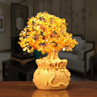Buddha Gift Natural Citrine Money Tree Gemstone Ornament - Feng Shui for Prosperity