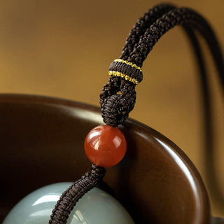 Buddha Gift Natural Round Jade Gray Jade Peace Buckle Luck Necklace Pendant