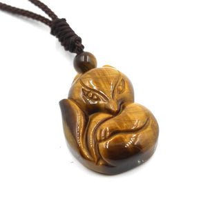 Buddha Gift Natural Black Obsidian Tiger Eye Ice Obsidian Fox Pendant Amulet Necklace