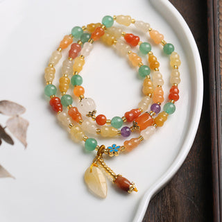 Buddha Gift Golden Silk Jade Gourd Wealth Bracelet