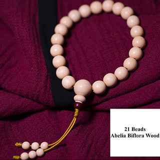 Buddha Gift Natural Abelia Biflora Wood Blessing Wrist Mala