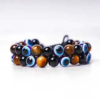 Buddha Gift Evil Eye Hematite Tiger Eye Protection Beaded Bracelet