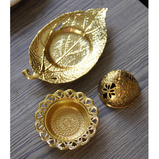 Buddha Gift Tibetan Gold Mini Leaf Coaster Meditation Incense Burner