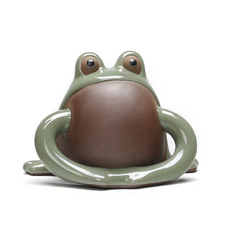 Buddha Gift FengShui Wealth Lucky Cute Frog Ceramic Tea Pet Figurine Decoration