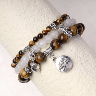 Buddha Gift 3PCS Natural Quartz Crystal Beaded Healing Energy Lotus Bracelet