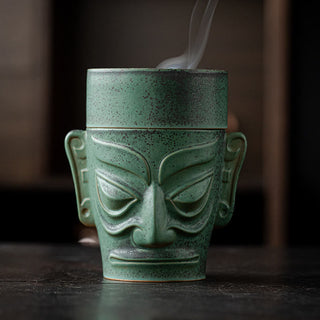 Buddha Gift Bronze Age Relics Sanxingdui Mask Three Star Mound Ceramic Healing Incense Burner
