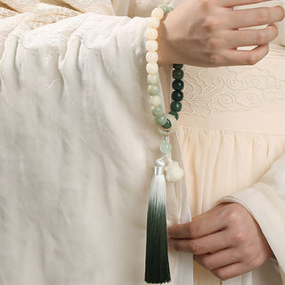 Buddha Gift Natural Gradient Bodhi Seed Fortune Money Bag Lotus Wisdom Tassel Wrist Mala