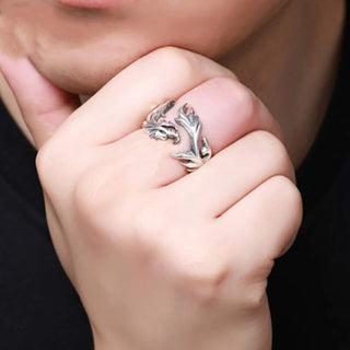 Buddha Gift Dragon Pattern Protection Strength Adjustable Ring