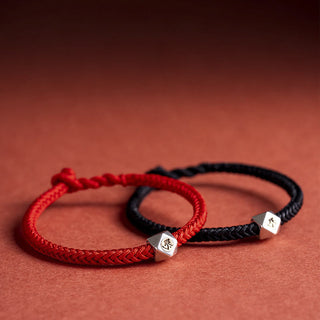 Buddha Gift 925 Sterling Silver Handmade Chinese Zodiac Natal Buddha Luck Protection Braided String Bracelet