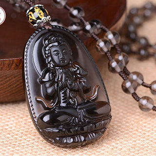 Buddha Gift Chinese Zodiac Obsidian Protection Necklace