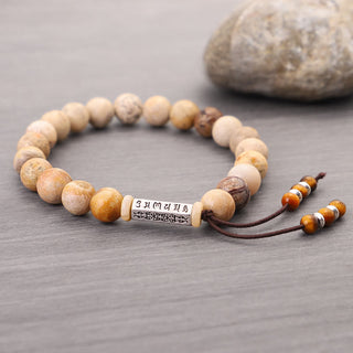 Buddha Gift Weathered Stone Om Mani Padme Hum Strengthen Bracelet