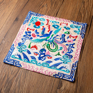 Buddha Gift Phoenix Dragon Kirin Embroidery Cup Mat Pad Tea Cup Coaster Kung Fu Tea Mat