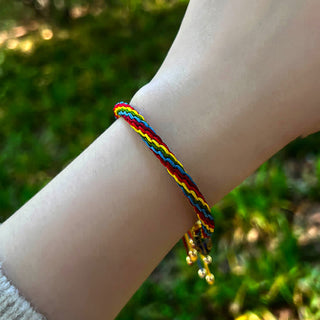 Buddha Gift Gold Swallowing Beast Family Luck Reincarnation Knot Colorful String Bracelet