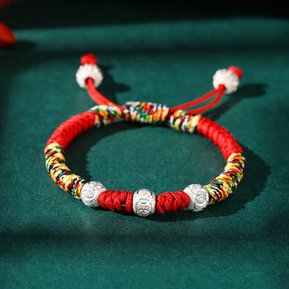 Buddha Gift 925 Sterling Silver King Kong Knot Multicolored Red String Strength Handmade Braided Kids Child Bracelet