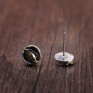 Buddha Gift 925 Sterling Silver Namaste Equality Stud Earrings
