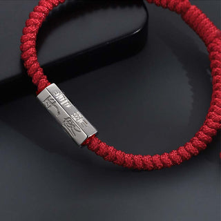 Buddha Gift 925 Sterling Silver Letter Engraving Blessing String Bracelet