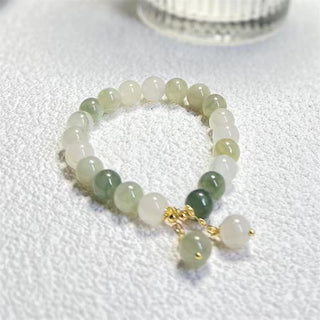 Buddha Gift Natural Gradient Jade Abundance Luck Bead Charm Bracelet
