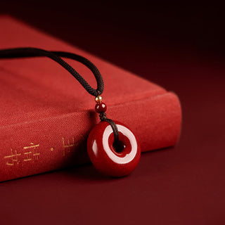 Buddha Gift Cinnabar Peace Buckle Calm Blessing Necklace Pendant