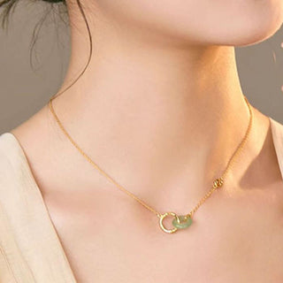 Buddha Gift 925 Sterling Silver Natural Green Aventurine Peace Buckle Bamboo Coin Prosperity Necklace Pendant