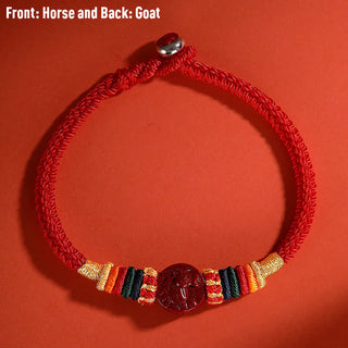 Buddha Gift Year of the Dragon 925 Sterling Silver Chinese Zodiac Cinnabar Auspicious Matches Blessing Bracelet