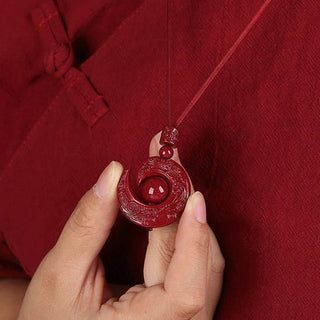 Buddha Gift One's Luck Improves Design Patern Natural Cinnabar Concentration Necklace Pendant
