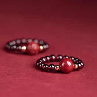 Buddha Gift Garnet Cinnabar Lucky Bead PiXiu Om Mani Padme Hum Rose Protection Ring