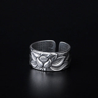 Buddha Gift Tibetan Lotus White Copper Enlightenment Ring