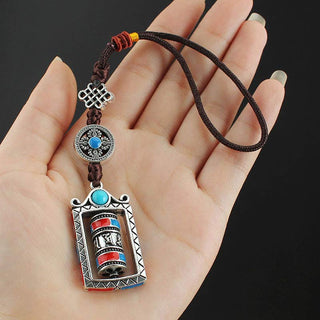 Buddha Gift Six True Words Prayer Wheel Rotation Knot Blessing Keychain Decoration