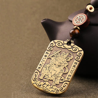 Buddha Gift God of Wealth Zhao Gongming Copper Protection Necklace Pendant Key Chain