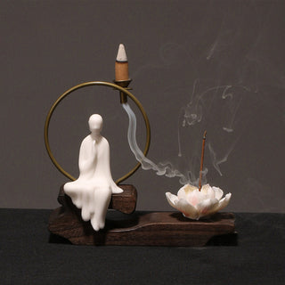Buddha Gift Ceramic Lotus Healing Meditation Incense Burner Decoration