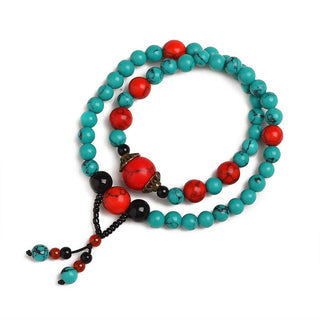 Buddha Gift Turquoise Black Onyx Red Turquoise Bead Protection Bracelet