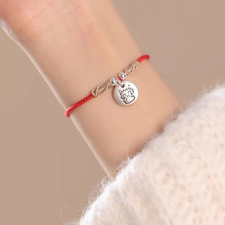 Buddha Gift Handmade 999 Sterling Silver Year of the Dragon Cute Chinese Zodiac Luck Braided Bracelet