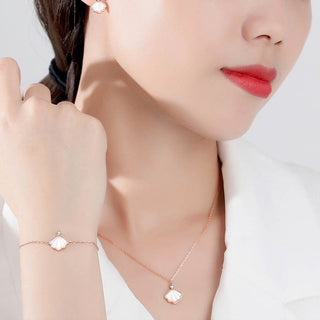Buddha Gift 925 Sterling Silver Tridacna Stone Shell Blessing Necklace Pendant Bracelet Earrings Jewelry Set