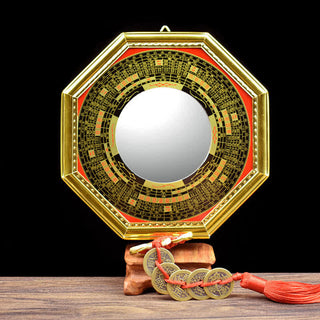 Buddha Gift Feng Shui Bagua Map Five-Emperor Coins Gourd Balance Living Room Energy Map Mirror
