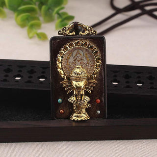 Buddha Gift Ebony Wood Elephant God of Fortune Buddha Blessing Necklace String Pendant