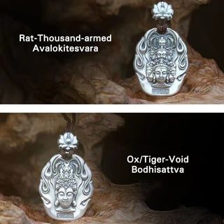 Buddha Gift Chinese Zodiac Natal Buddha Om Mani Padme Hum Lotus Compassion Necklace Pendant