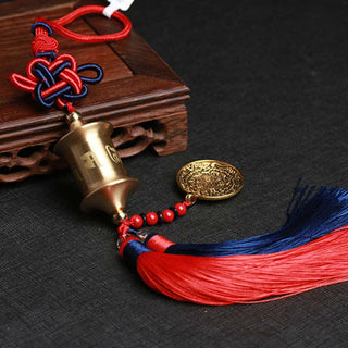 Buddha Gift Tibet Om Mani Padme Hum Prayer Wheel Nine Palace Eight Trigrams Copper Car Hanging Decoration