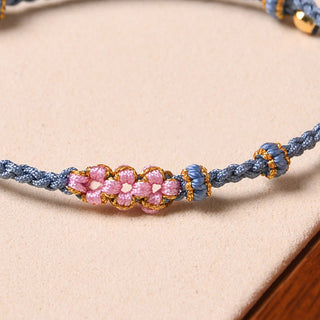 Buddha Gift Handmade Peach Blossom Protection Braided Rope Bracelet