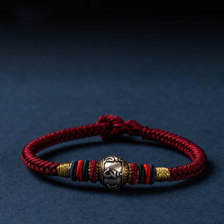 Buddha Gift 925 Sterling Silver Tibet Handmade Om Mani Padme Hum Luck Protection King Kong Knot Braided Bracelet