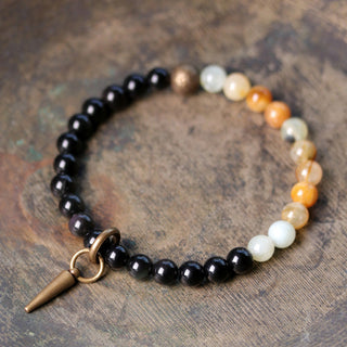 Buddha Gift Black Obsidian Sodalite Crystal Copper Strength Couple Bracelet