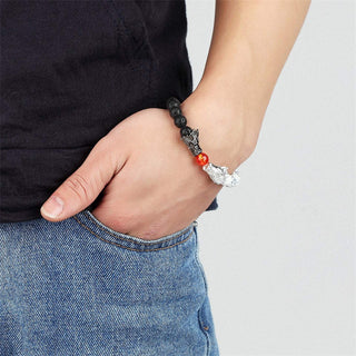 Buddha Gift White Turquoise Lava Rock Dragon Blessing Beaded Bracelet