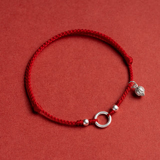 Buddha Gift 925 Sterling Silver Lucky Fortune Peace Joy Lotus Peace Buckle Red String Bracelet