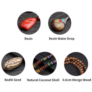 Buddha Gift Tibetan Wenge Wood Bodhi Seed Agate Balance Peace Necklace Pendant